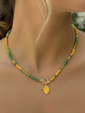 Necklace Green & Yellow With Lemon Charm
